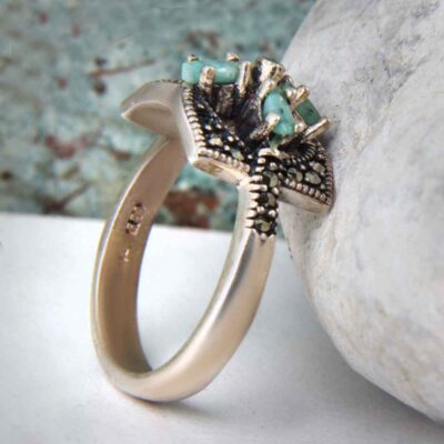 Handcrafted Persian Silver Ring with Neyshabur Turquoise Parnia