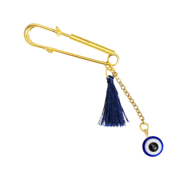Evil Eye Safety Pin Brooch for Kids – Elephant Design for Good Luck