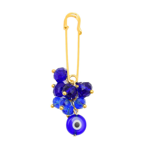 Safety Pin Brooch with Evil Eye Design – Stylish Protection Accessory