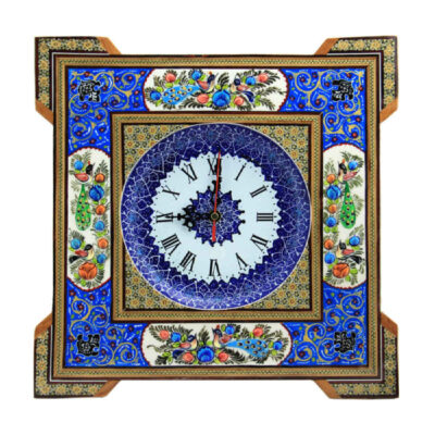 Handcrafted Persian Wooden Wall Clock – Khatam Marquetry Art, Anisa
