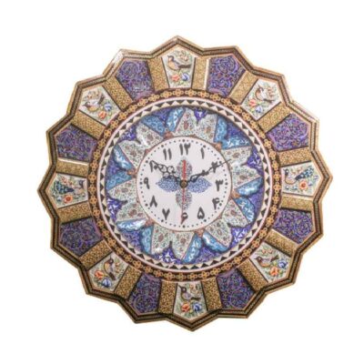 Handcrafted Persian Wooden Wall Clock – Khatam Marquetry Art, Asieh