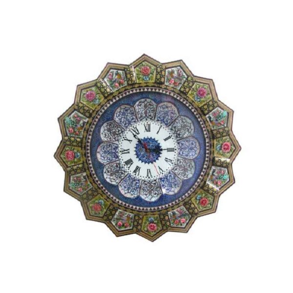 Handcrafted Persian Wooden Wall Clock - Khatam Marquetry Art, Atieh