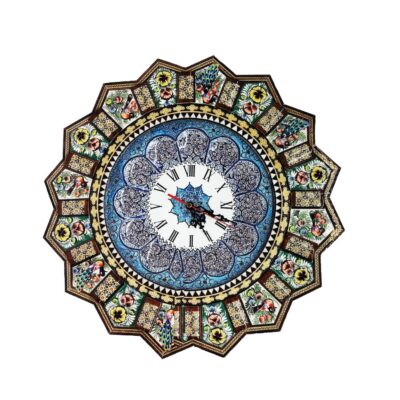 Handcrafted Persian Wooden Wall Clock – Khatam Marquetry Art, Banoo