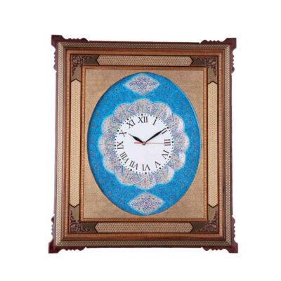 Handcrafted Persian Wooden Wall Clock – Khatam Marquetry Art, Classic