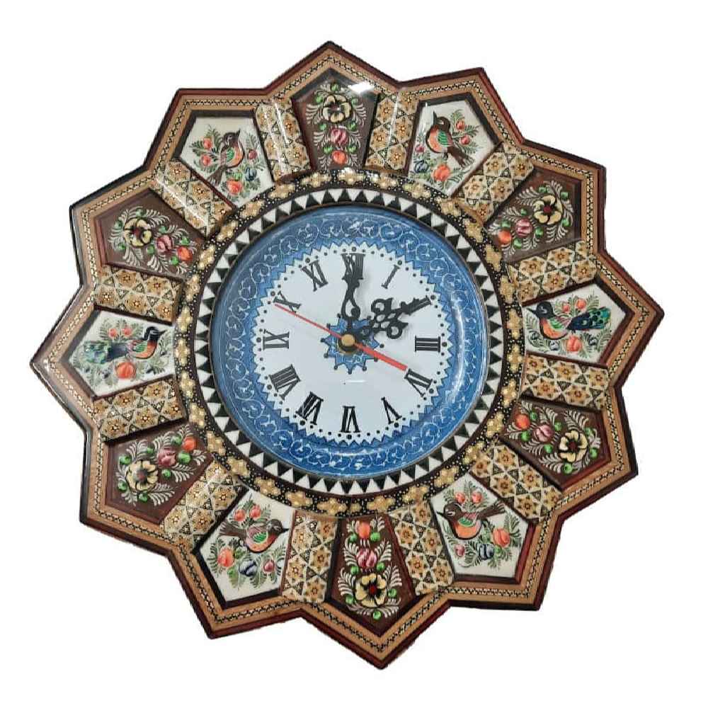 Handcrafted Persian Wooden Wall Clock - Khatam Marquetry Art, Elena
