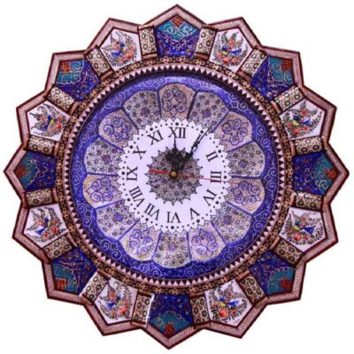 Handcrafted Persian Wooden Wall Clock – Khatam Marquetry Art, Elika