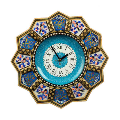 Handcrafted Persian Wooden Wall Clock – Khatam Marquetry Art, Elnaz