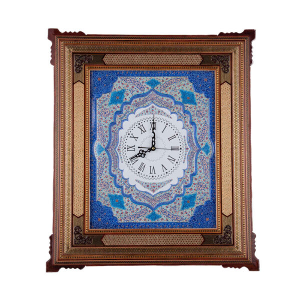 Handcrafted Persian Wooden Wall Clock - Khatam Marquetry Art, Karoobi