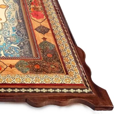 Handcrafted Persian Wooden Wall Clock – Khatam Marquetry Art, Naghashi