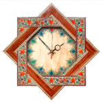 Handcrafted Persian Wooden Wall Clock - Khatam Marquetry Art, Narenji