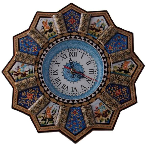 Handcrafted Persian Wooden Wall Clock - Khatam Marquetry Art, Nazanin