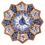 Handcrafted Persian Wooden Wall Clock - Khatam Marquetry Art, Nil