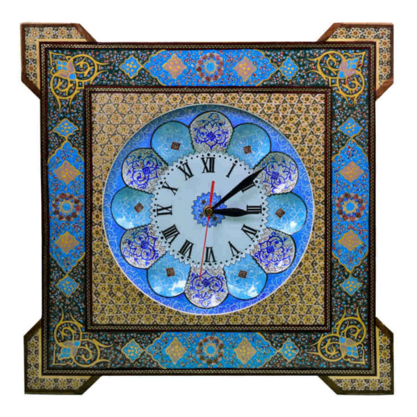 Handcrafted Persian Wooden Wall Clock - Khatam Marquetry Art, Sana