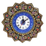 Handcrafted Persian Wooden Wall Clock – Khatam Marquetry Art, Tiara