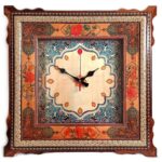 Handcrafted Persian Wooden Wall Clock - Khatam Marquetry Art, Vania