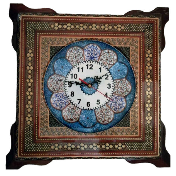 Handcrafted Persian Wooden Wall Clock - Khatam Marquetry Art, Yara