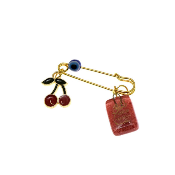Islamic Safety Pin Brooch for Kids Cherry