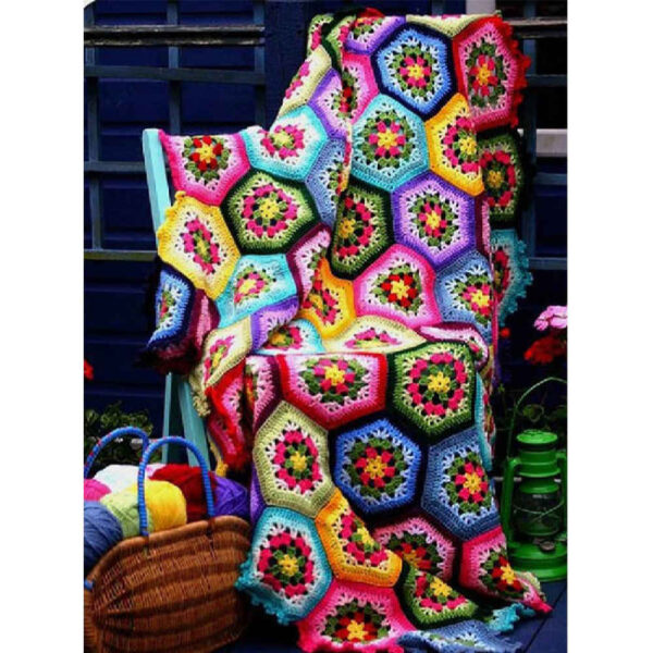 Crochet Throw for Sofa and Bed Checkered Bohemian Diba