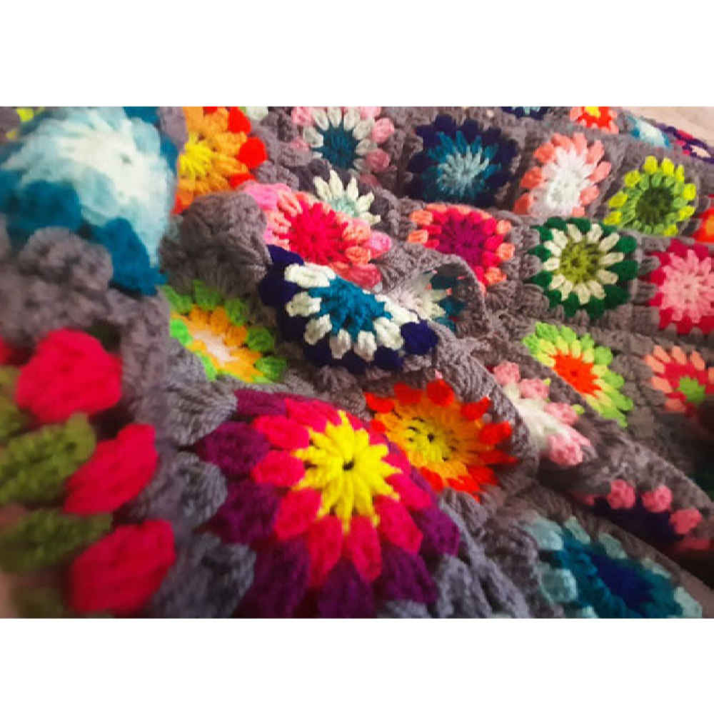 Crochet Throw for Sofa and Bed Checkered Bohemian Haleh