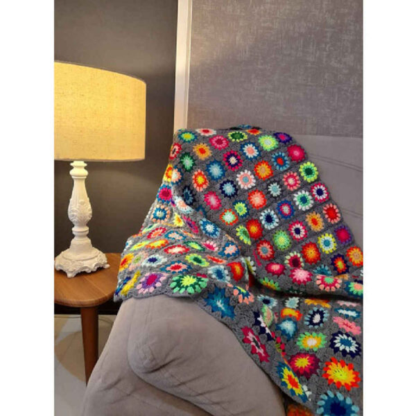 Crochet Throw for Sofa and Bed Checkered Bohemian Haleh