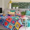 Crochet Throw for Sofa and Bed Checkered Bohemian Kiana