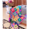 Crochet Throw for Sofa and Bed Checkered Bohemian Paria