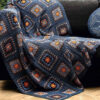Crochet Throw for Sofa and Bed Checkered Bohemian Tanaz