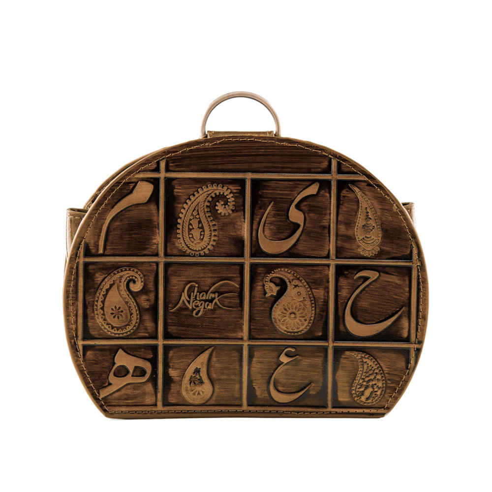 Real Leather Satchel Bag with Paisley Pattern - Model Rima