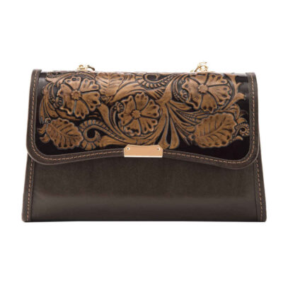 Luxurious Handcrafted Leather Crossbody Shoulder Bag – Floral Design