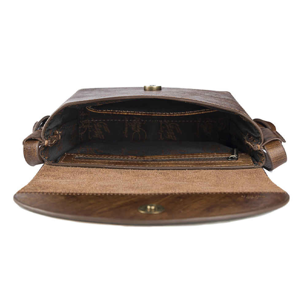 Handcrafted Leather Crossbody Shoulder Bag – Persian Calligraphy Rasa