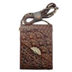 Handcrafted Leather Crossbody Shoulder Bag – Persian Calligraphy Sadaf Design