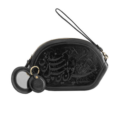 Handcrafted Leather Crossbody Shoulder Bag – Persian Calligraphy Tamana