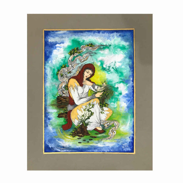 Original Persian Miniature Art Painting: Watercolor - Women by Rasoul Motamedi