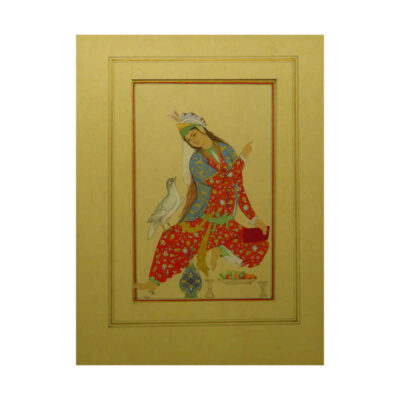 Original Persian Safavid Art Painting: Watercolor and Gouache on Cardboard – Abbasi