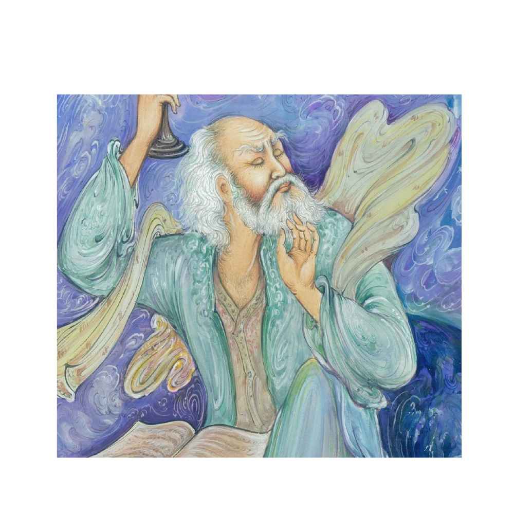 Original Persian Miniature Art Painting: Watercolor on Cardboard – Adab by Rasoul Motamedi