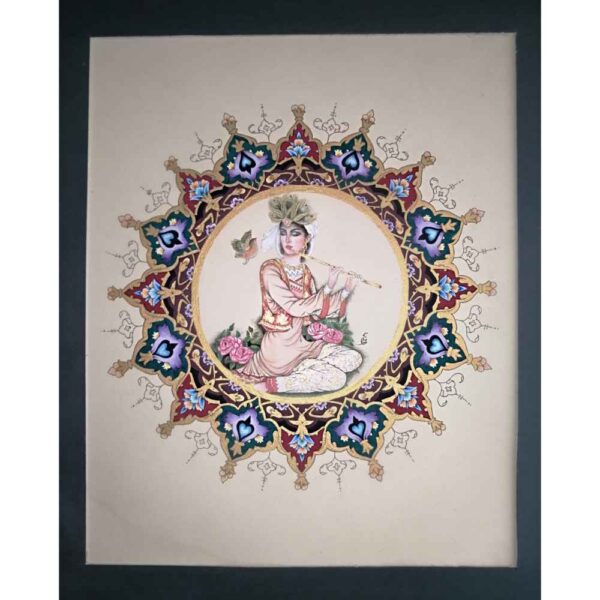 Original Persian Miniature Art Painting: Gouache on Cardboard - Banoo by Mohadeseh Asari