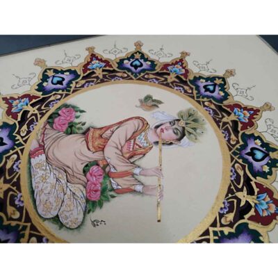 Original Persian Miniature Art Painting: Gouache on Cardboard – Banoo by Mohadeseh Asari
