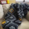 Crochet Throw for Sofa and Bed Checkered Bohemian Sepand