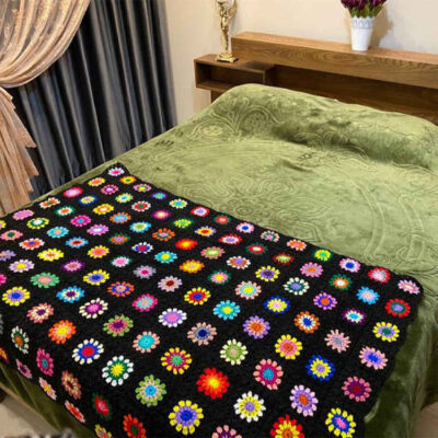 Crochet Throw for Sofa and Bed Checkered Bohemian Tara