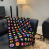 Crochet Throw for Sofa and Bed Checkered Bohemian Tara