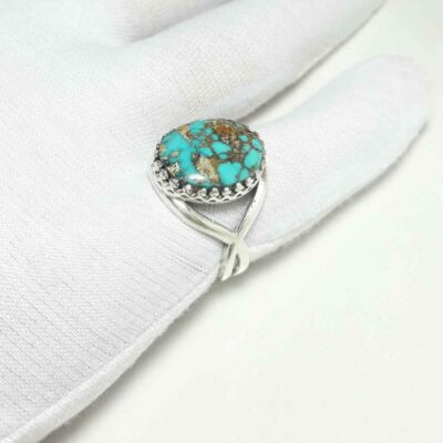 Persian Silver Ring for Women with Neyshabur Turquoise Farahnaz