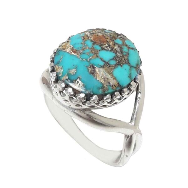 Persian Silver Ring for Women with Neyshabur Turquoise Farahnaz
