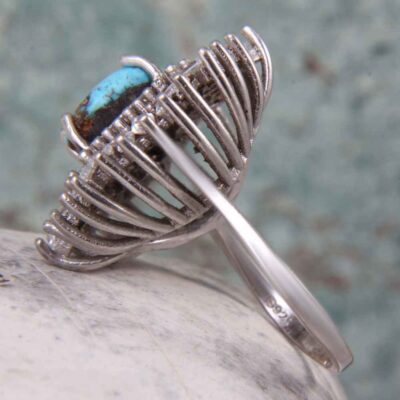 Persian Silver Ring for Women with Neyshabur Turquoise Farima