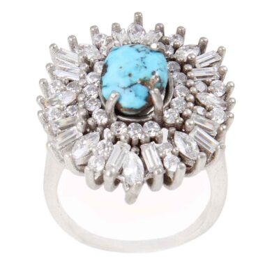 Persian Silver Ring for Women with Neyshabur Turquoise Farima