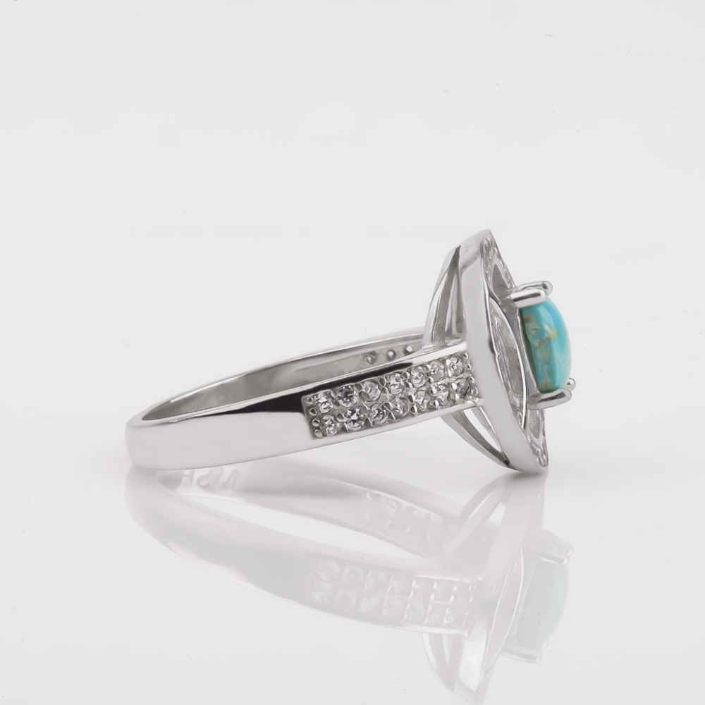Persian Silver Ring for Women with Neyshabur Turquoise Maliheh