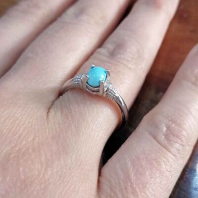 Persian Silver Ring for Women with Neyshabur Turquoise Mana