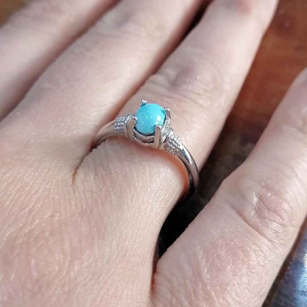 Persian Silver Ring for Women with Neyshabur Turquoise Mana