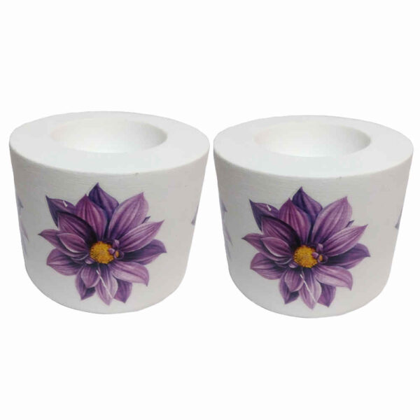 Set of 2 Plaster Tealight Candle Holder Model Flower