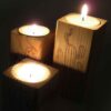 Solid Wooden Cube Tealight Holder Set of 3 / Vase