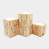Solid Wooden Cube Tealight Holder Set of 3 / Cactus